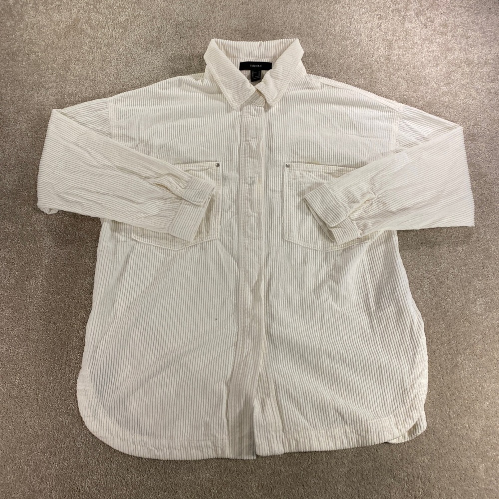 Forever 21 Corduroy Button Down Womens Medium Oversized Shacket Long Sleeve‎
